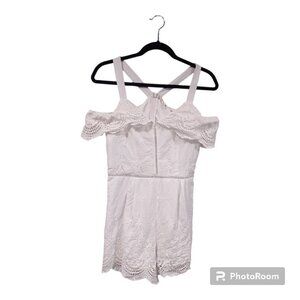 Promesa Women's White Lace Off Shoulder Romper Size Small